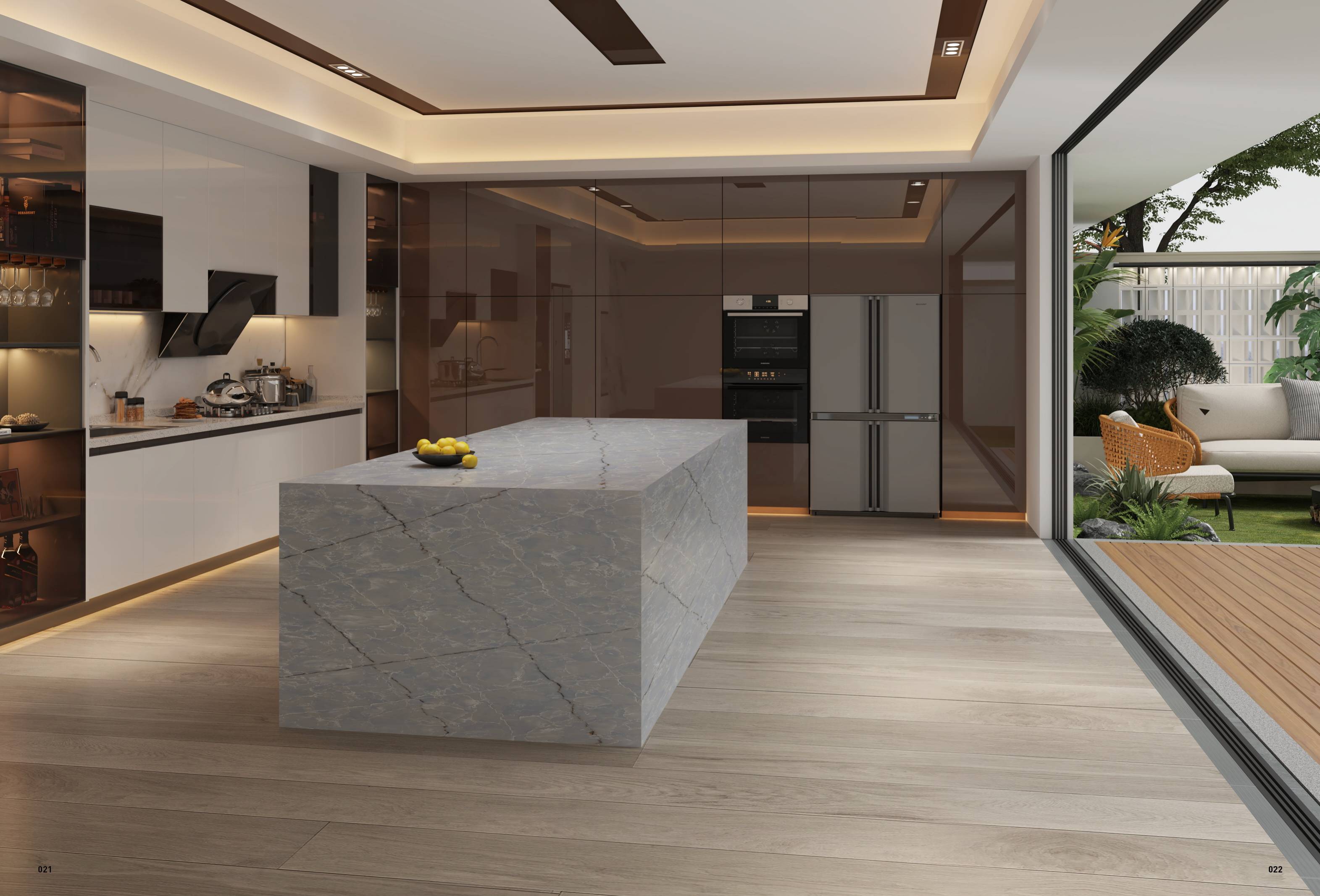 Quartz surface used in a contemporary residential kitchen